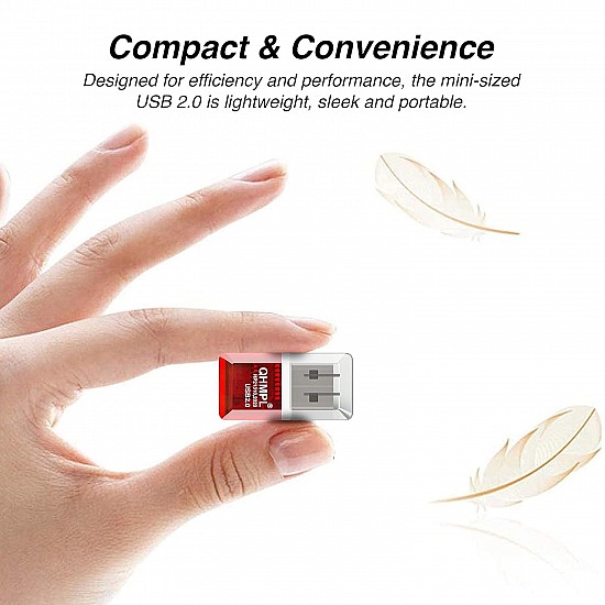 Quantum USB Card Reader for Micro SD/ TF Card, Compact and Lightweight, QHM-5570 (Red)