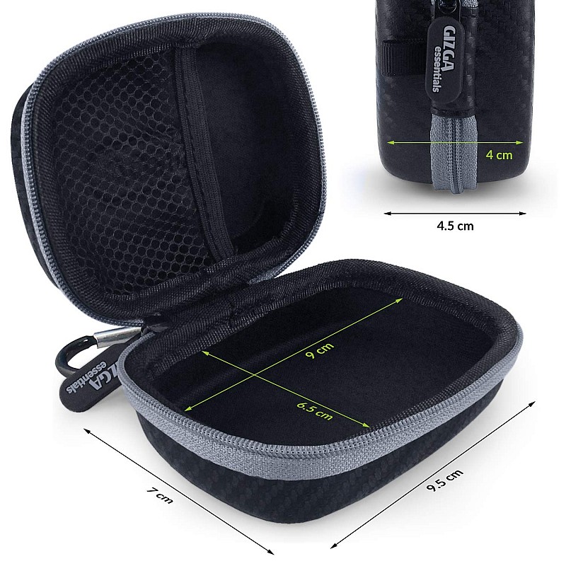 Gizga Essentials Carrying Case for JioFi 4G M2S and JioFI3 WiFi Hotspot Dongle, Shock Asbsorber Protective Carbon Fibre Material, Detachable Hook, Mesh Pocket, Black