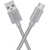 Zinq Technologies Nylon Braided Micro USB Cable - 4.9 Feet (1.5 Meters) - (Silver)