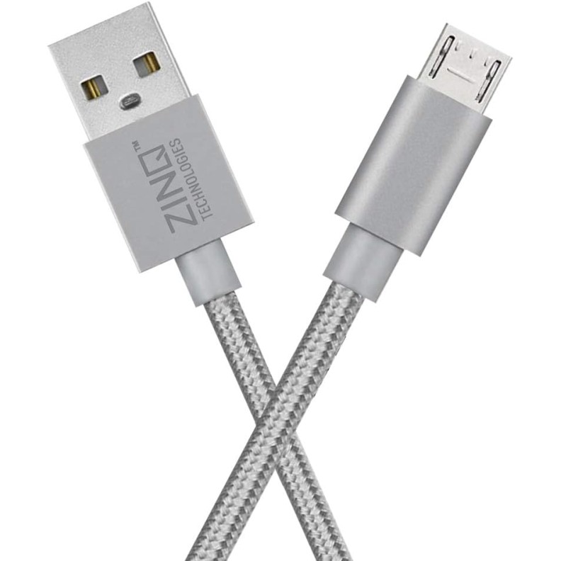 Zinq Technologies Nylon Braided Micro USB Cable - 4.9 Feet (1.5 Meters) - (Silver) Zinq Technologies Nylon Braided Micro USB Cable - 4.9 Feet (1.5 Meters) - (Silver)