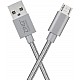 Zinq Technologies Nylon Braided Micro USB Cable - 4.9 Feet (1.5 Meters) - (Silver)