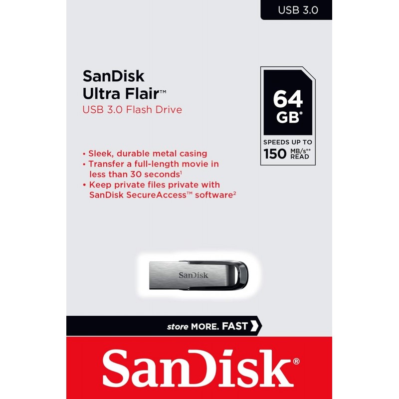 SanDisk Ultra Flair 64GB USB 3.0 Pen Drive, Multicolor SanDisk Ultra Flair 64GB USB 3.0 Pen Drive, Multicolor