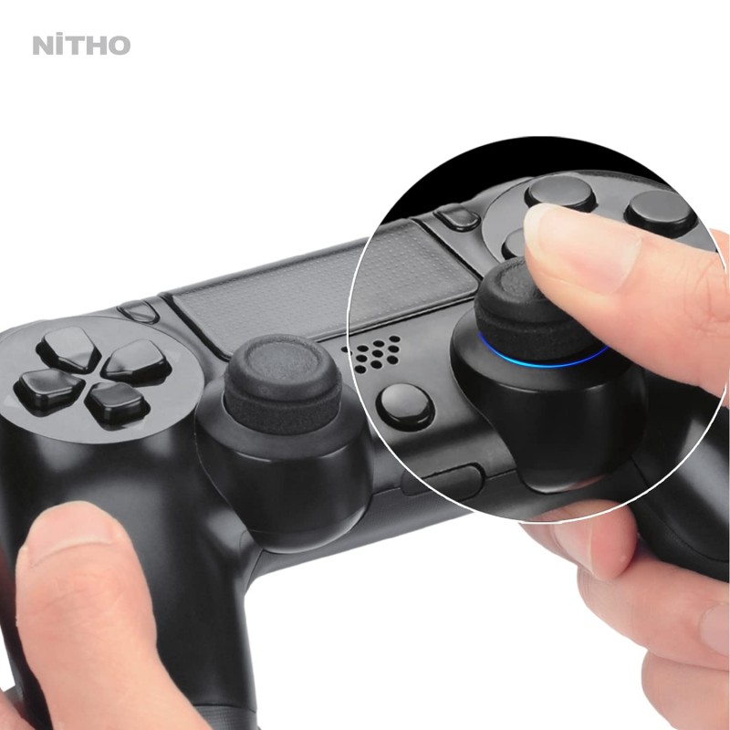 NiTHO FPS Gaming Kit for PS4 Controller, Customizing Enhancers Kit with 3 Sizes of Thumb Grip Caps, Ergonomic Triggers and Stickers, Analog Mini-Stick Precision Rings, Accessories for PS4 - Black