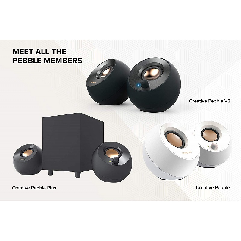 Creative Pebble V2 - Minimalistic 2.0 USB-C Powered Desktop Speakers, 3.5 mm AUX-in, 8W RMs with 16W Peak Power for Computers and Laptops, Type-A Adapter Included and Extended Cable (Black) Creative Pebble V2 - Minimalistic 2.0 USB-C Powered Desktop Speakers, 3.5 mm AUX-in, 8W RMs with 16W Peak Power for Computers and Laptops, Type-A Adapter Included and Extended Cable (Black)