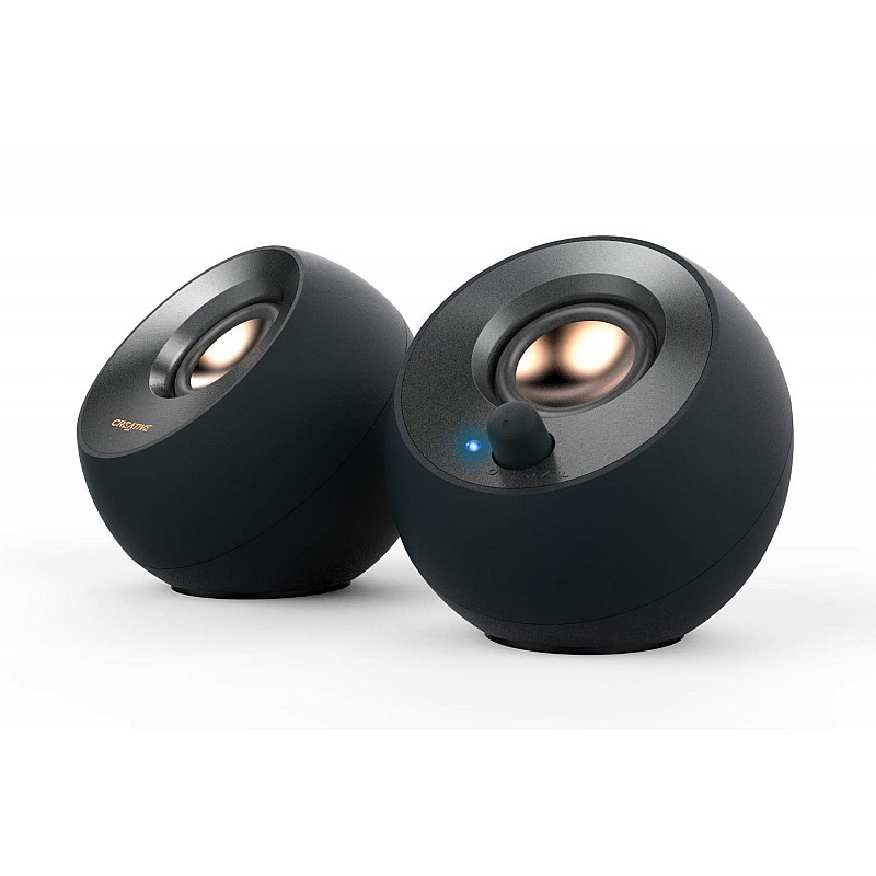 Creative Pebble V2 - Minimalistic 2.0 USB-C Powered Desktop Speakers, 3.5 mm AUX-in, 8W RMs with 16W Peak Power for Computers and Laptops, Type-A Adapter Included and Extended Cable (Black) Creative Pebble V2 - Minimalistic 2.0 USB-C Powered Desktop Speakers, 3.5 mm AUX-in, 8W RMs with 16W Peak Power for Computers and Laptops, Type-A Adapter Included and Extended Cable (Black)