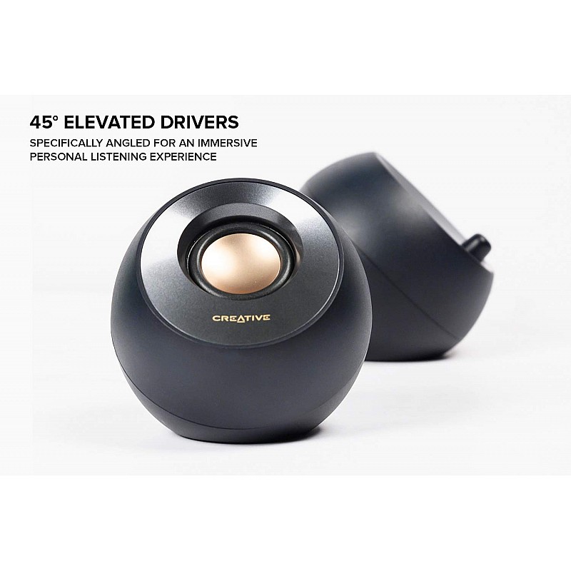 Creative Pebble V2 - Minimalistic 2.0 USB-C Powered Desktop Speakers, 3.5 mm AUX-in, 8W RMs with 16W Peak Power for Computers and Laptops, Type-A Adapter Included and Extended Cable (Black) Creative Pebble V2 - Minimalistic 2.0 USB-C Powered Desktop Speakers, 3.5 mm AUX-in, 8W RMs with 16W Peak Power for Computers and Laptops, Type-A Adapter Included and Extended Cable (Black)