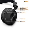 Flybot Alpha Wireless Over Ear Bluethooth Headphone with Mic IPX5 Rated with HD Sound and LED Light Design (Black)