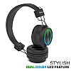 Flybot Alpha Wireless Over Ear Bluethooth Headphone with Mic IPX5 Rated with HD Sound and LED Light Design (Black)