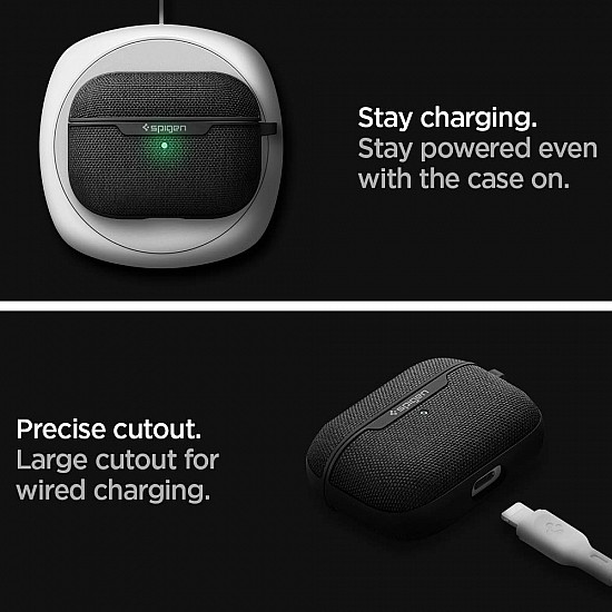 Spigen UrbanFit Cover Case forAirpods Pro (2019) - Black, Headphone, Durable PC & Fabric