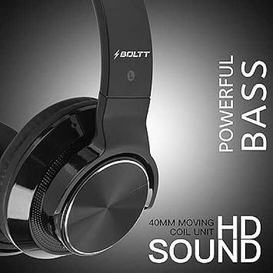 Fire-Boltt Blast 1300 On-Ear Metal Finish Wireless Bluetooth Over The Ear Headphone, 18-Hour Playtime with in-Built Mic, 40mm Driver with HD Sound, Deep Bass & Ultra-Soft Ear Cushions (Black)