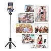 JOYSEUS Selfie Stick, Extendable Selfie Stick with Tripod Stand and Detachable Wireless Bluetooth Remote, Ultra Compact Selfie Stick for Mobile and All Smart Phones – Black