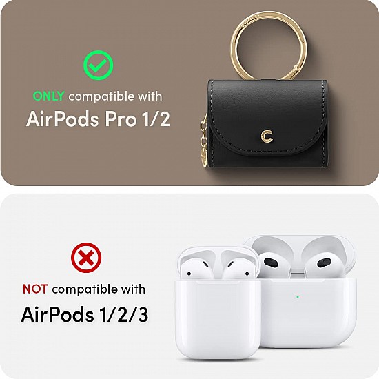 CYRILL Spigen Cyrill Mini Bag Compatible with Airpods Pro Case (2019) for Women, Cute Leather Airpods Pro1 Case Cover with Crossbody Strap - Black