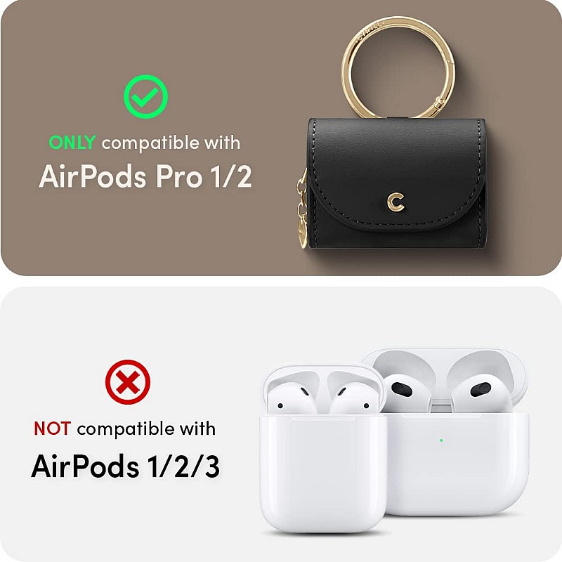 CYRILL Spigen Cyrill Mini Bag Compatible with Airpods Pro Case (2019) for Women, Cute Leather Airpods Pro1 Case Cover with Crossbody Strap - Black