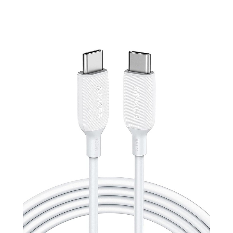 Anker Powerline III USB C to C 100W 6ft Charging Cable for iPhone 15/15 Pro, iPad Mini 6, iPad Air 4, MacBook Pro, Samsung Galaxy S23+/S23 Ultra (White)