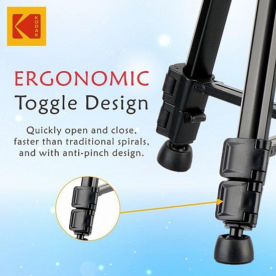 Kodak T211 Tripod for DSLR, Camera |Operating Height: 5.1 Feet | Maximum Load Capacity up to 5kg | Portable Lightweight Aluminum Tripod with 360 Degree Ball Head | Carry Bag Included (Black)