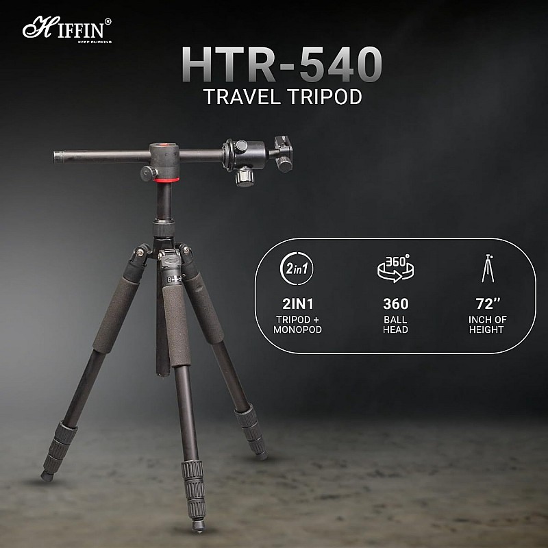 Hiffin HF-550 Tripod, 65 inches Special Quality Camera Tripod for Canon Nikon DSLR, Aluminum Alloy Tripod with 360 Degree Ball Head, Professional Tripod for Travel and Work (Black)