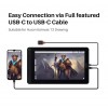 HUION Full-Featured Type-C USB-C to USB-C Cable USB 3.1 GEN 2 DP1.2 for Drawing Tablet Pen Display Kamvas 12/13/16(2021)/22/24/22 Plus/24 Plus/Pro 13 (2.5K)/Pro 16 (2.5K)/Pro 16/Plus (4K)/Pro 24(4K)