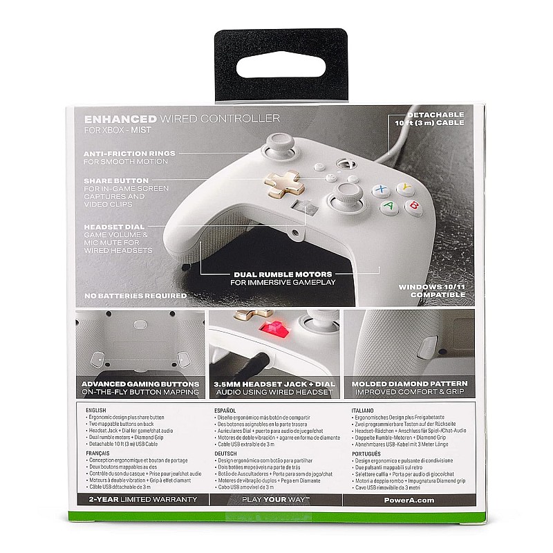 PowerA Enhanced Wired Gaming Controller for Xbox Series X/S and Xbox One, White, Mist (Officially Licensed)