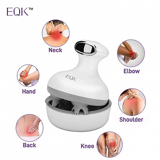 EQK ST-702 Rechargeable Scalp & Body Massager for Stimulating Hair Growth, Deep 3D Kneading Massage for Head, Neck & Full Body Stress Release, Multicolor