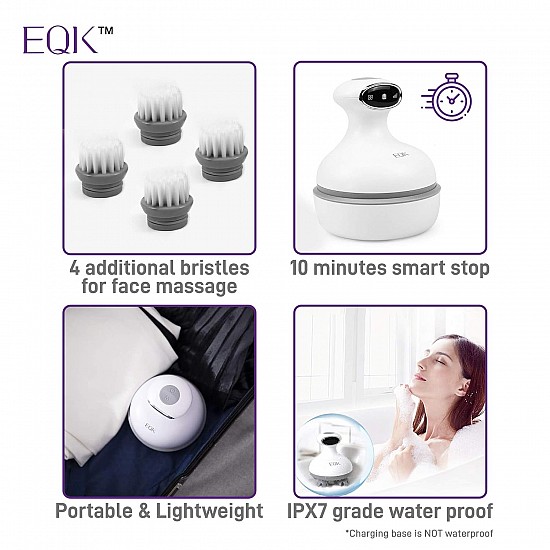 EQK ST-702 Rechargeable Scalp & Body Massager for Stimulating Hair Growth, Deep 3D Kneading Massage for Head, Neck & Full Body Stress Release, Multicolor