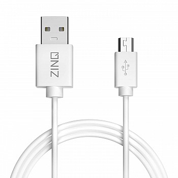 Zinq Super Durable Micro to USB 2.0 Round Cable with High Speed Charging, Quick Data Sync and PVC Connectors for All USB Powered Devices (White)