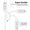 Zinq Super Durable Micro to USB 2.0 Round Cable with High Speed Charging, Quick Data Sync and PVC Connectors for All USB Powered Devices (White)