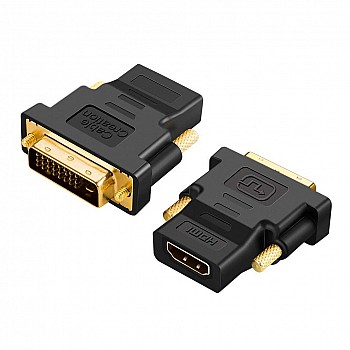 BigPlayer Bi-Directional HDMI A Female to DVI-D (24+1) Male Adapter (Black)