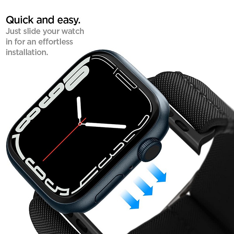 Spigen Lite Fit Fabric Strap For Apple Watch Strap (42Mm, 44Mm, 45Mm, 49Mm) - Black (Watch Not Included), 34.3 mm