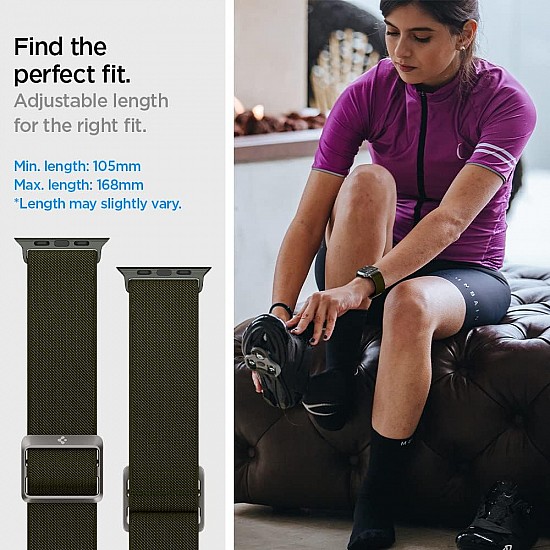 SPIGEN Lite Fit Watch Band Designed for Apple Watch Series 9/8/7 (41mm), Series SE2/6/SE/5/4 (40mm) and Series 3/2/1 (38mm) - Khaki