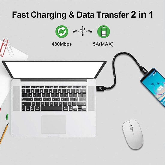 Wayona USB C to USB C 65W Short Powerbank fast charging cable compatible for Samsung Galaxy S22 S20FE 2022 S21 Ultra, S20/S10, Note 20/10, M31, M51, M33 5G, A51, A71Realme X7, Narzo, Nokia 8/8.3/5.4 (Black,0.25M)