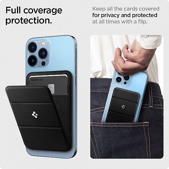 Spigen Smart Fold Mag Fit Magnetic Wallet Phone Card Holder Compatible with iPhone 14, iPhone 13, iPhone 12 Models - Black