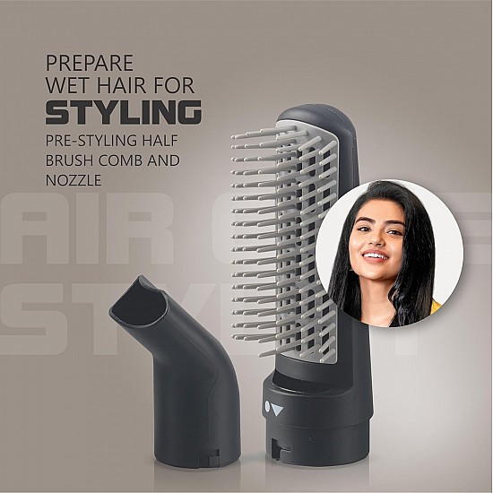 Havells 1000 Watts Air Care Volumizer Hair Dryer | Pre-Styling Half Brush, Stylish Curlers, Smoothening Roller Brush | Suitable For All Hair Types | Black | Hc4085