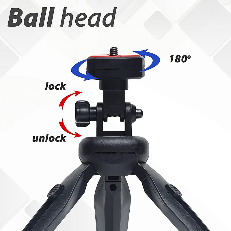 HUMBLE Portable & Extendable Mini Tripod with Mobile Holder for Digital Camera, DSLR, iPhone & Android Smartphones - Black