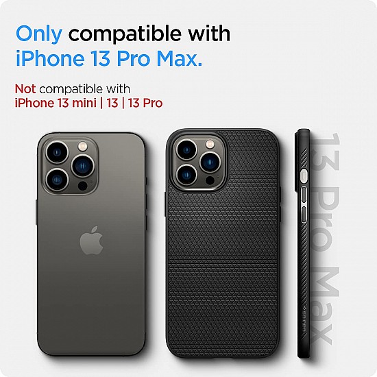 Spigen Liquid Air Back Cover Case Compatible with iPhone 13 Pro Max (TPU | Matte Black)