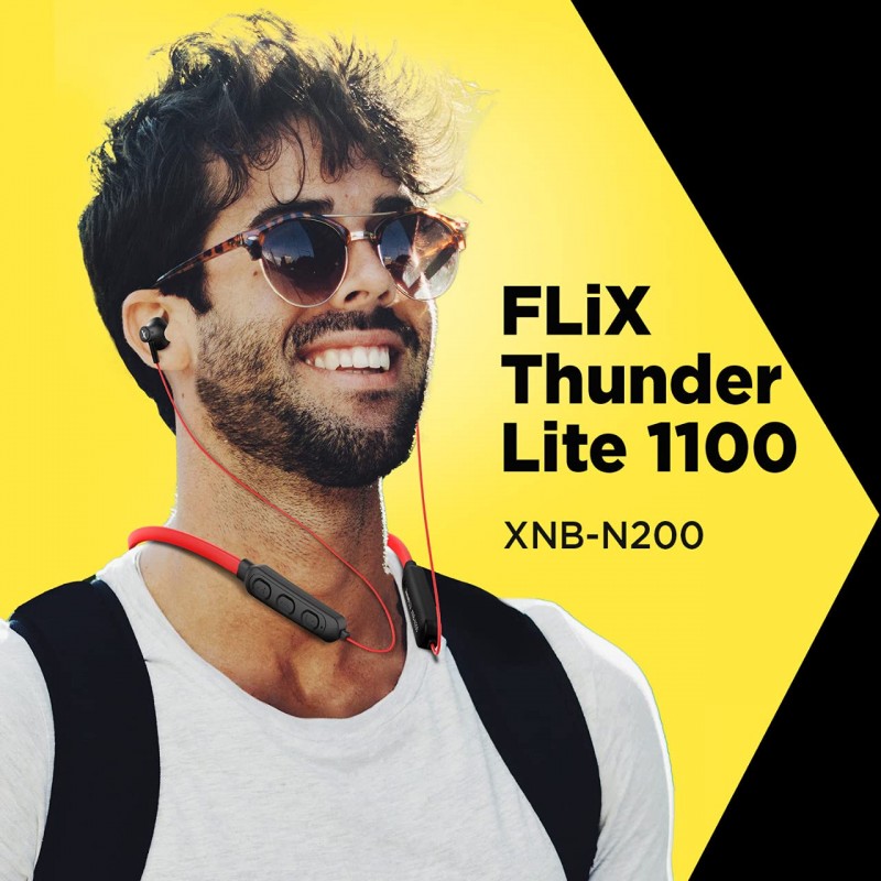 Flix (Beetel) Thunder Lite 1100 Bluetooth Wireless in Ear Earphones with Mic (Red)