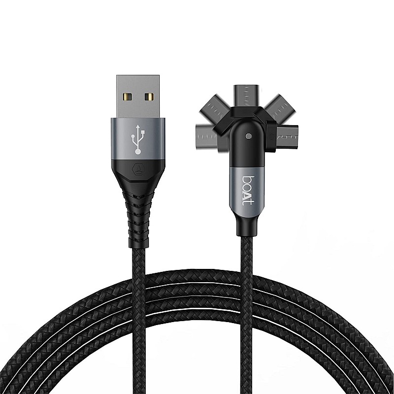 boAt Micro -Axis Usb Cable With 180 Rotating Connector, 3A Carging, 10000+ Bends Lifespan & Extended 1.5M Length, Black