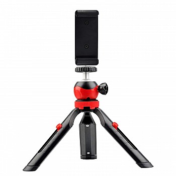 DIGITEK® (DTR-200MT) 18CM Flexible & Portable Mini Tripod with Smartphone Holder & 360° Ball Head, 1kg Load Capacity, 2 Section Adjustment, Rubber Feet, For Smartphones, Compact Cameras, GoPro Cameras