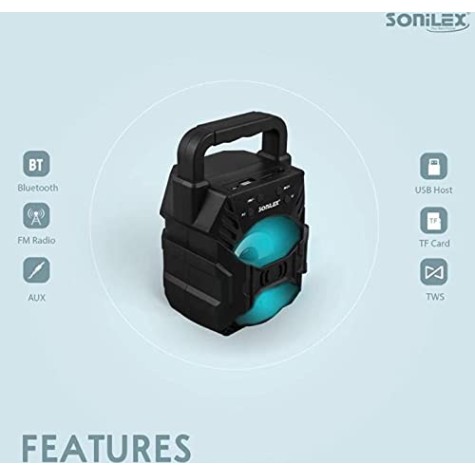 Sonilex BS975FMDL Wireless Bluetooth Speaker 5W with Built-in FM Radio, Aux Input, Portable Speaker with Studio Quality Sound, Party Speaker Powerful Bass, Bluetooth 5.0, Black (SL-BS975FMDL) Sonilex BS975FMDL Wireless Bluetooth Speaker 5W with Built-in FM Radio, Aux Input, Portable Speaker with Studio Quality Sound, Party Speaker Powerful Bass, Bluetooth 5.0, Black (SL-BS975FMDL)