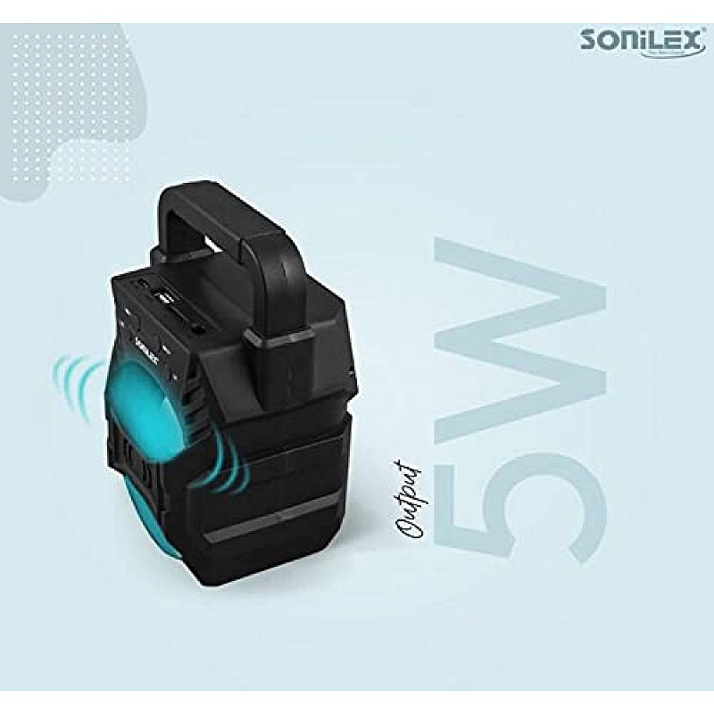 Sonilex BS975FMDL Wireless Bluetooth Speaker 5W with Built-in FM Radio, Aux Input, Portable Speaker with Studio Quality Sound, Party Speaker Powerful Bass, Bluetooth 5.0, Black (SL-BS975FMDL)