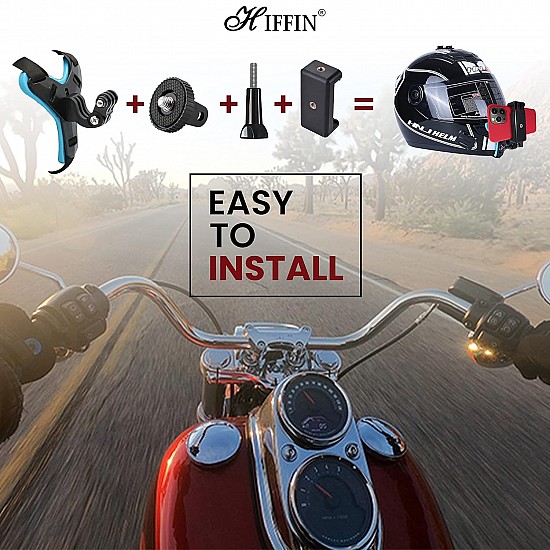 HIFFIN® Helmet Chin Strap Mount with Mobile Clip & Screw Compatible with All Smart Phones Go pro Hero (Helmet Mount KIT, Helmet Mount KIT)