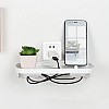 ABOUT SPACE Wall Mount Mobile Holder - Charging Stand for Phones Holds 2 Phone, Holder with Adhesive Strips and Cable Holes to Hide Messy Cables, Compatible for All Mobiles 