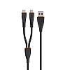 itel Two in One Charging Cable with Dual Micro + Micro, 2.1A Output and 1.2 Meter Length (Black)