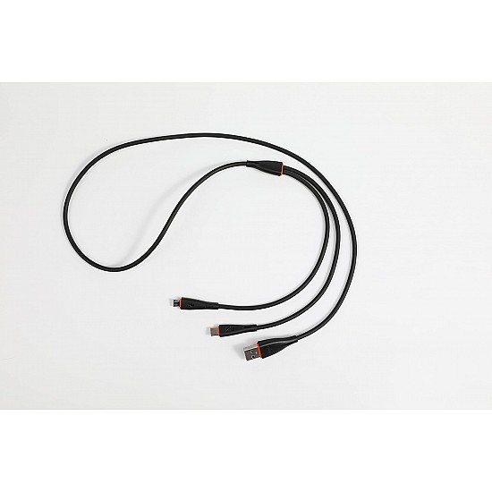 itel Two in One Charging Cable with Dual Micro + Micro, 2.1A Output and 1.2 Meter Length (Black)