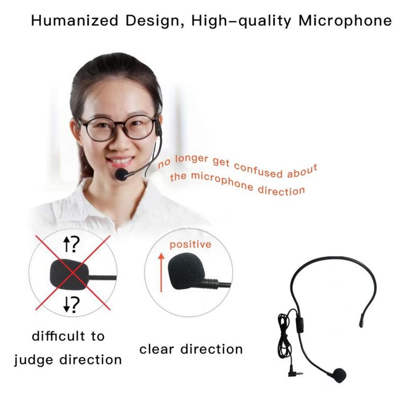 ZORBES Voice-Amplifier Microphone Headset Set - 2200 mAh, Support TF Card/Flash Drive, with Strap Belt, Portable Voice Amplifier for Teachers