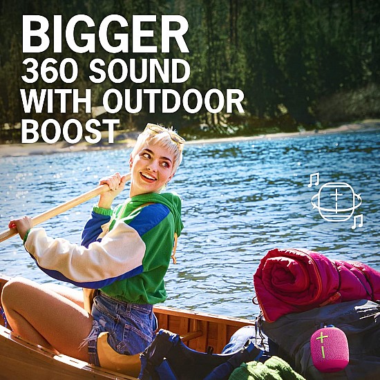 Ultimate Ears WONDERBOOM 3, Small Portable Wireless Bluetooth Speaker, Big Bass 360-Degree Sound for Outdoors, Waterproof, Dustproof IP67, Floatable, 40 m Range - Black