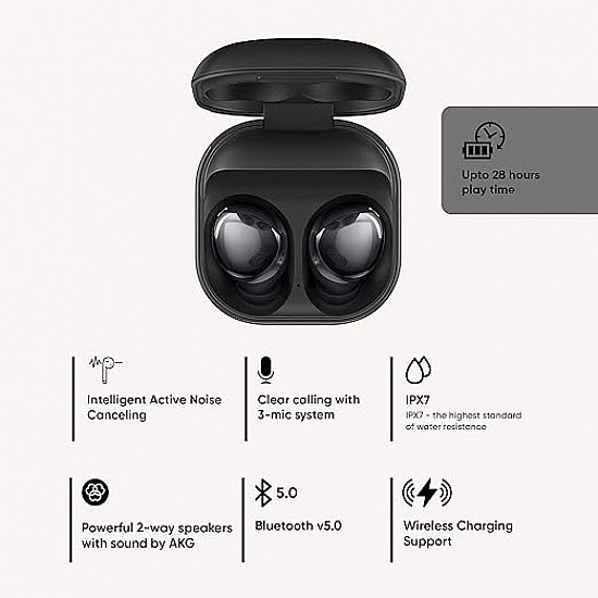 Samsung Galaxy Buds Pro 99% Noise Cancellation, Bluetooth Truly Wireless in Ear Earbuds with Mic, Upto 28 Hours Playtime, Black