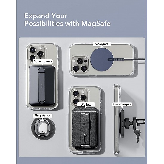 ESR Magnetic Ring 360, Compatible with MagSafe Sticker, Universal Magnetic Kit for iPhone 16/15/14/13/12/11/X Series, Galaxy Samsung