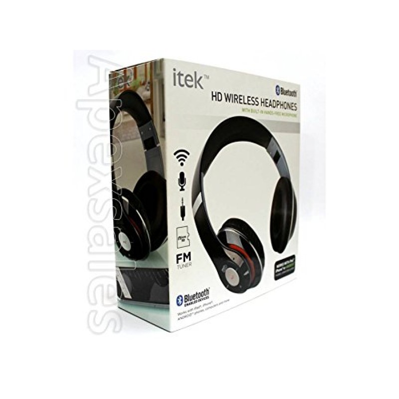 itek HD Wireless Bluetooth Headphones With Mic For iPad , iPhone, ANDROID Phones - Black