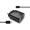 Amkette PowerPro Smart Dual Port Wall Charger MicroUSB Cable Included (2.4 Amperes) (Black)-