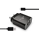 Amkette PowerPro Smart Dual Port Wall Charger MicroUSB Cable Included (2.4 Amperes) (Black)